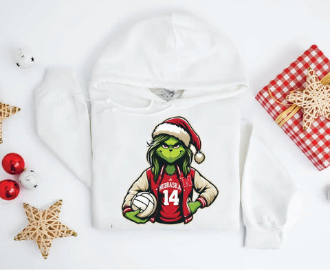Nebraska Volleyball Grinch Holiday Hoodie