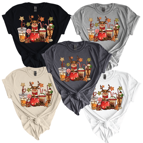 Cozy Cheers: 'Reindeer Holiday Drinks' Soft Style T-shirt