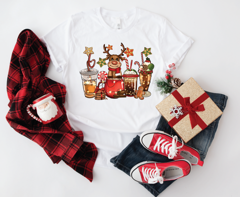 Cozy Cheers: 'Reindeer Holiday Drinks' Soft Style T-shirt