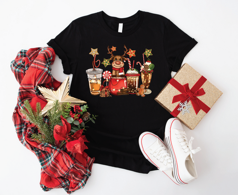 Cozy Cheers: 'Reindeer Holiday Drinks' Soft Style T-shirt