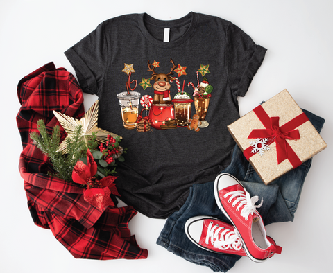 Cozy Cheers: 'Reindeer Holiday Drinks' Soft Style T-shirt