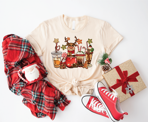 Cozy Cheers: 'Reindeer Holiday Drinks' Soft Style T-shirt
