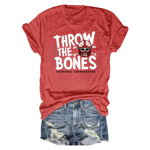Throw the Bones – Nebraska Cornhuskers Skull Helmet Digital Art | Grunge Football Graphic