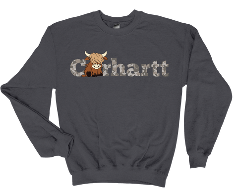 Highland Cow in Camo – Cozy Sweatshirt