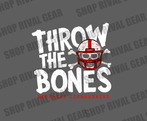 Throw the Bones – Nebraska Cornhuskers Skull Helmet Digital Art | Grunge Football Graphic