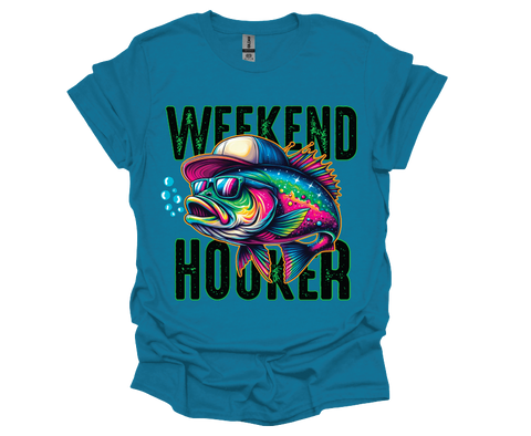 Weekend Hooker Funny Fishing Meme- Softstyle Unisex T-Shirt