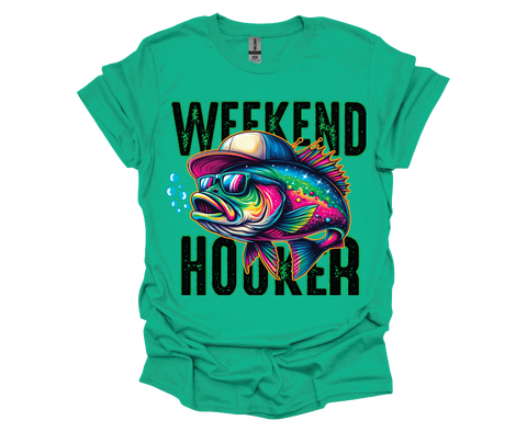 Weekend Hooker Funny Fishing Meme- Softstyle Unisex T-Shirt