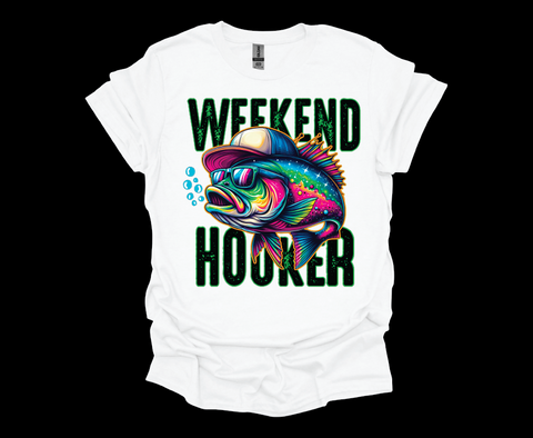 Weekend Hooker Funny Fishing Meme- Softstyle Unisex T-Shirt