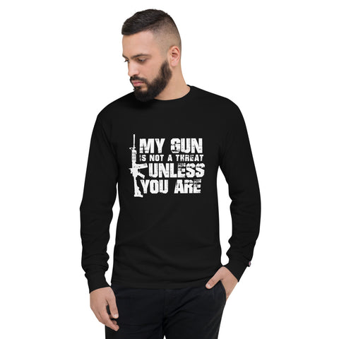Men's Champion Long Sleeve Shirt - My gun is not a threat