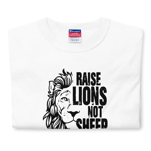 Men's Champion T-Shirt - Raise Lions Not Sheep